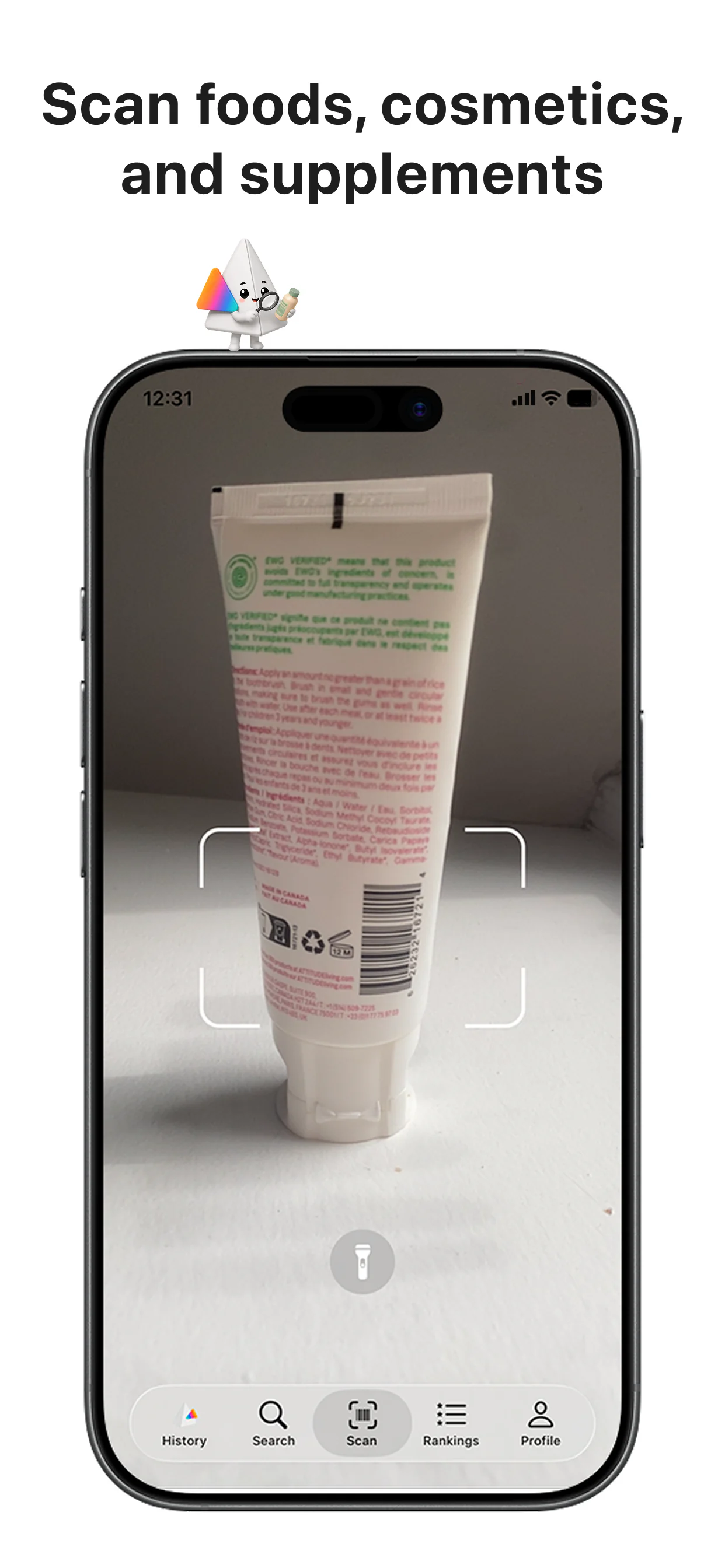 Prism barcode scanner ready to scan a product label